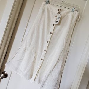 Mango White Cotton Skirt